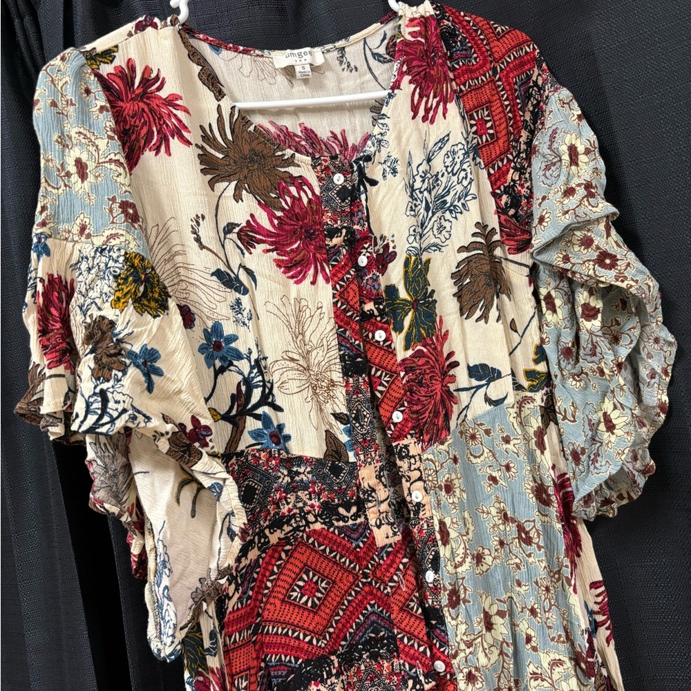 Umgee floral ruffle side high low dress